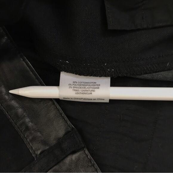 Tory Burch Black Denim & Leather Panels Skinny Jeans Dressy - Picture 9 of 10